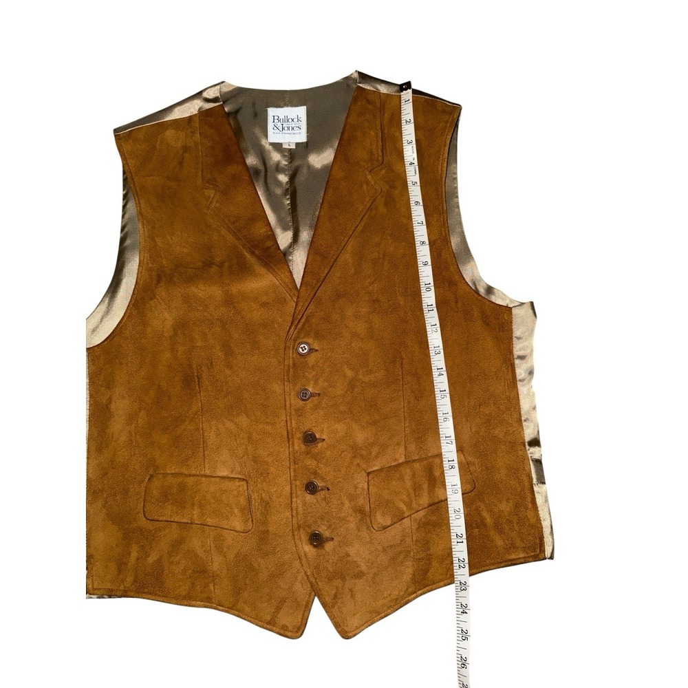Bullock & Jones Suede Leather Vest Mens‎ Large Button Up Tuxedo Equestrian VTG - Picture 7 of 15